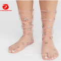 summer cool sheer sparkle tulle glitter mesh socks for women